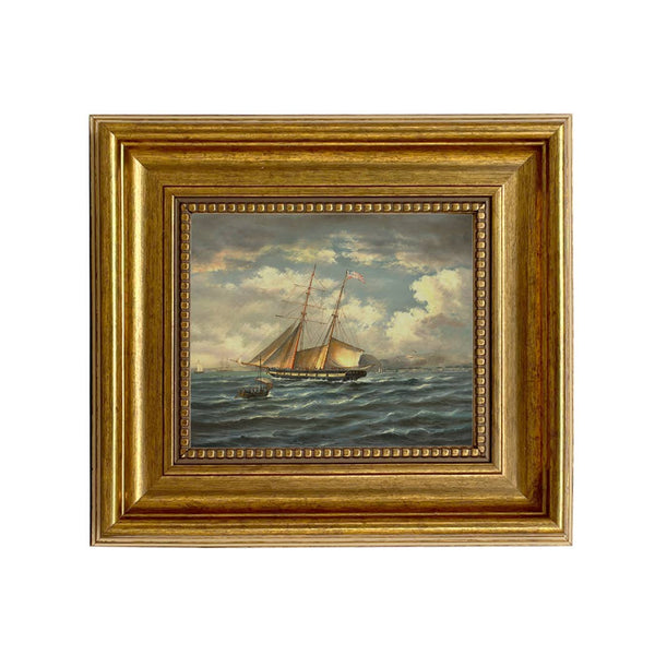 American Privateer Topaz Framed Oil Painting Print on Canvas: Antiqued Gold / 5" x 6"