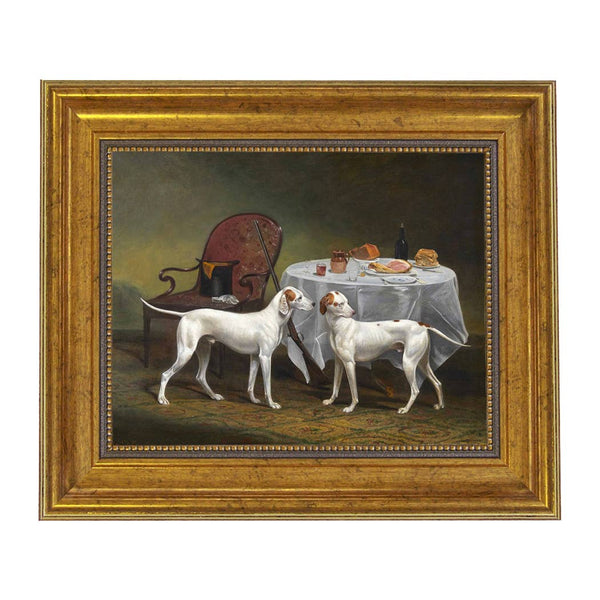 English Pointers Hunting Dogs Framed Oil Painting Print