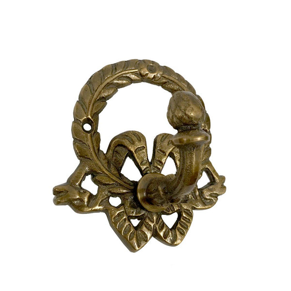 3-3/4" Antiqued Brass Wreath Wall Hook