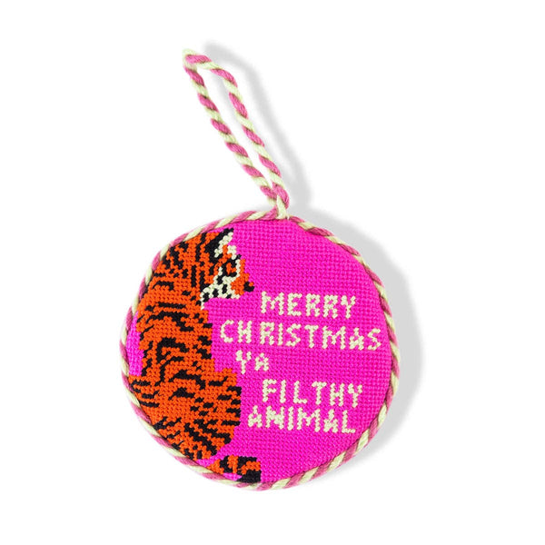 Furbish Studios Needlepoint Ornament - Filthy Animal