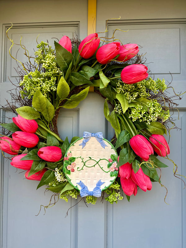 Cerise Tulip plate wreath spring 2025