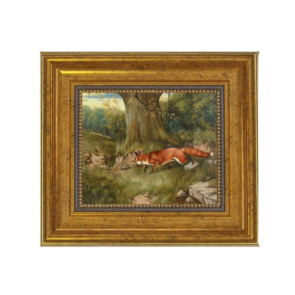 Fox Hunting Rabbits by J.A. Wheeler Painting Print on Canvas: 5" x 6"