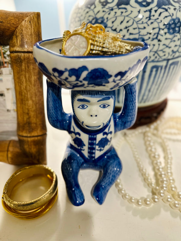 Vintage Blue and White Monkey