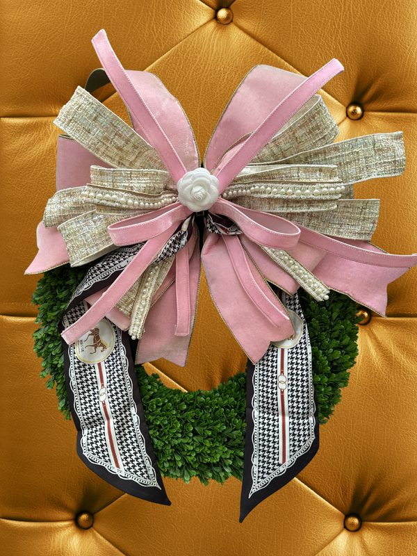 Chanel-Inspired 28” Magnolia Wreath | Luxury Parisian Holiday Door Décor