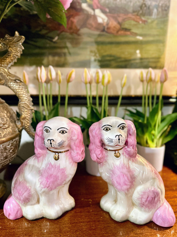 Pink Staffordshire Dog Pair