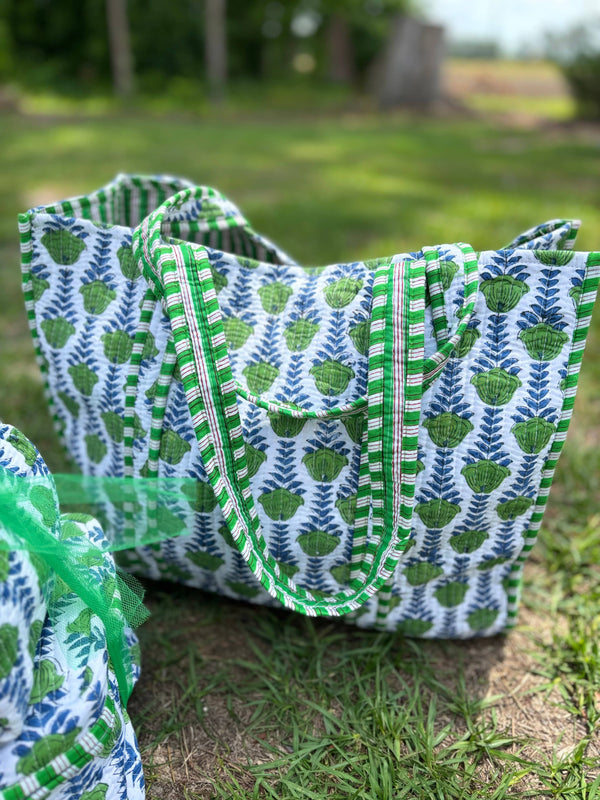 Green Blooms Tote Bag