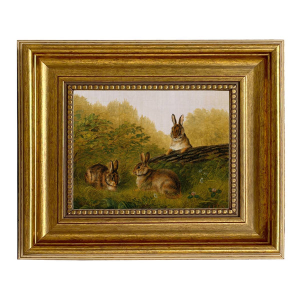 Bunnies in the Field by Tait Painting Print on Canvas: 5" x 6"