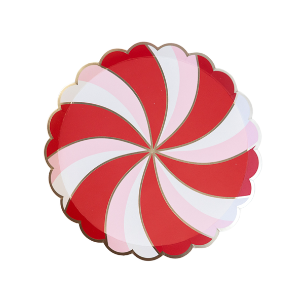 CHRISTMAS PEPPERMINT CANDY SMALL SCALLOPED PLATES