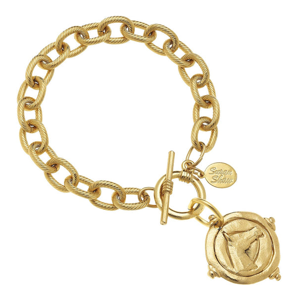 Gold Intaglio Horse Bracelet