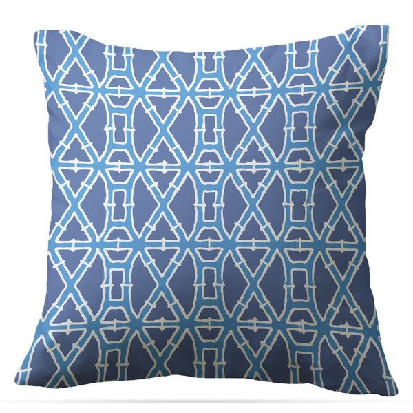 Bamboo Pillow-Indoor/Outdoor: 16" x 16" / Deep Blue / Yes