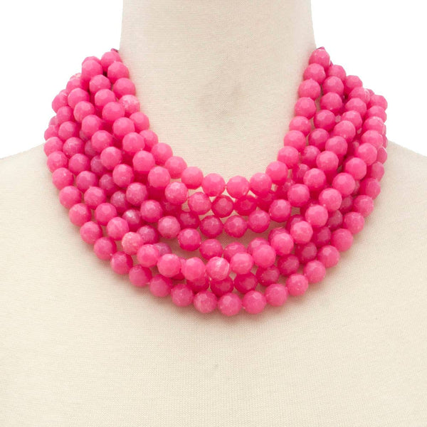 CHUNKY BEADED LAYERED NECKLACE Faux leather neck magnetic: Fu